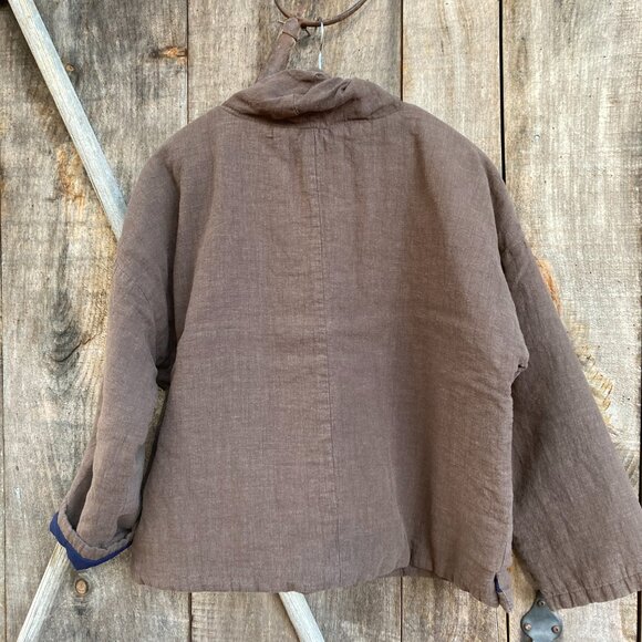 100% Linen Cotton Unique Padded (Quilted) Top, OS, Coffee - Picture 4 of 10